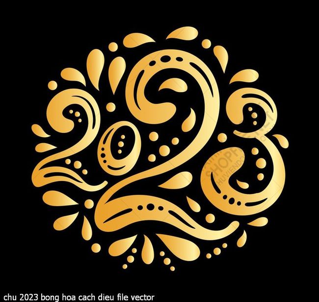 chu 2023 bong hoa cach dieu file vector